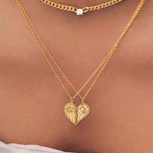 Collier en acier inoxydable plaqué or 18 carats avec zircon en forme de <span class=keywords><strong>cœur</strong></span>, certifié CE, <span class=keywords><strong>symbole</strong></span> intemporel d'amour et d'affection pour la Saint-Valentin - Product Image 1