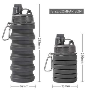 Botella de <span class=keywords><strong>Agua</strong></span> Plegable de Silicona de Marca Privada al por Mayor, Botella de Silicona Libre de BPA para Acampar y Viajar, Diseño Plegable - Product Image 4