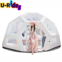 Vente en gros Tente de camping gonflable transparente scellée à l'air sur mesure avec lumières LED Tente de fête à usage extérieur