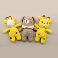 Nouvelles hochets créatifs faits main en tissu tricoté au crochet, peluches d'animaux marins, emballage en sachet, jouet DIY pour enfants