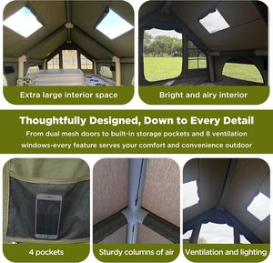 Grande tente de <span class=keywords><strong>camping</strong></span> gonflable de luxe quatre saisons, toile de coton technologique, pour 4-6-8-10-12 personnes |   Lucarne respirante et imperméable - Product Image 5