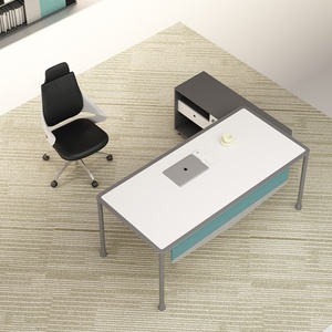Escritorio de Oficina Ejecutivo Moderno de Lujo en Forma de L, Mesa de Madera con Material de Hierro para el Hogar, la Escuela o el Hospital, Muebles de Oficina - Product Image 2
