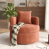 ATUNUS Canapé simple moderne, fauteuil moelleux rond 360 °   Fauteuil pivotant confortable à dossier haut, fauteuil d'appoint individuel pour le salon