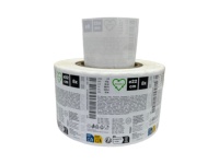 Etiquetas Adhesivas de Papel Revestido en Rollo, Autoadhesivas, Impermeables, para Alimentos, Impresión Personalizada, Código de Barras, Forma Oblonga, Coloridas, CMYK