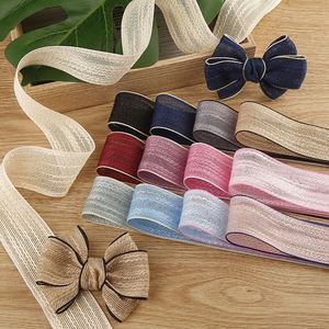 Custom Width Rustic 2.5cm Linen-Look Polyester <b>Ribbon</b> for Eco-Friendly <b>Gift</b> Box & Wedding Favor 10 Yards/roll - Product Image 1