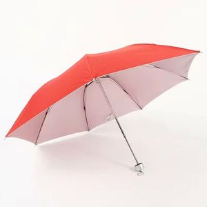 Parapluie pliant manuel 8 baleines en tube de fer couleur unie, style classique, revêtement argenté, pour adultes - Promotionnel - Product Image 1