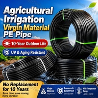 Tubo de Riego Agrícola de Polietileno ISO 4427, 25 mm de Diámetro, 3/4 Pulgadas, Rollo Negro de 500 m, Resistente a los Rayos UV, Flexible, Sistema de Tuberías de Alta Presión