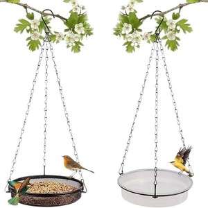 Comedero para Pájaros Colgante, Redondo, Metálico, Resistente, para Jardín Exterior, con Plato de Agua para Aves - Product Image 5