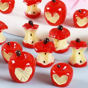 3D mignon coeur grosse pomme rouge avec noyau de pomme résine fruits bricolage résine breloques accessoire porte-clés téléphone chaîne pendentif quotidien - Product Image 3
