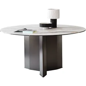 Metal Dining Room Furniture Sintered Stone Comfortable Round Dining Table