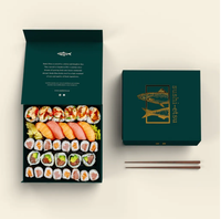 Emballages pliables personnalisés pour biscuits, emballages rigides en papier aimanté pour sushis, friandises, plats à emporter, charcuterie, boîtes cadeaux
