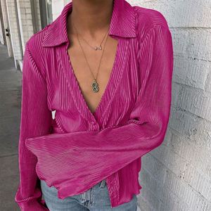 JYHS1 Set da donna <span class=keywords><strong>camicia</strong></span> a manica lunga plissettata abbigliamento da donna 2022 primavera nuovo Design senst tromba manica pantaloni <span class=keywords><strong>camicia</strong></span> Set - Product Image 4