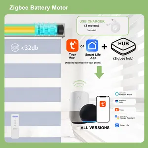 Fabrika satış su geçirmez akıllı ev Zebra perde tonları Wifi kontrol motorlu Zebra stor güneşlik perdeler