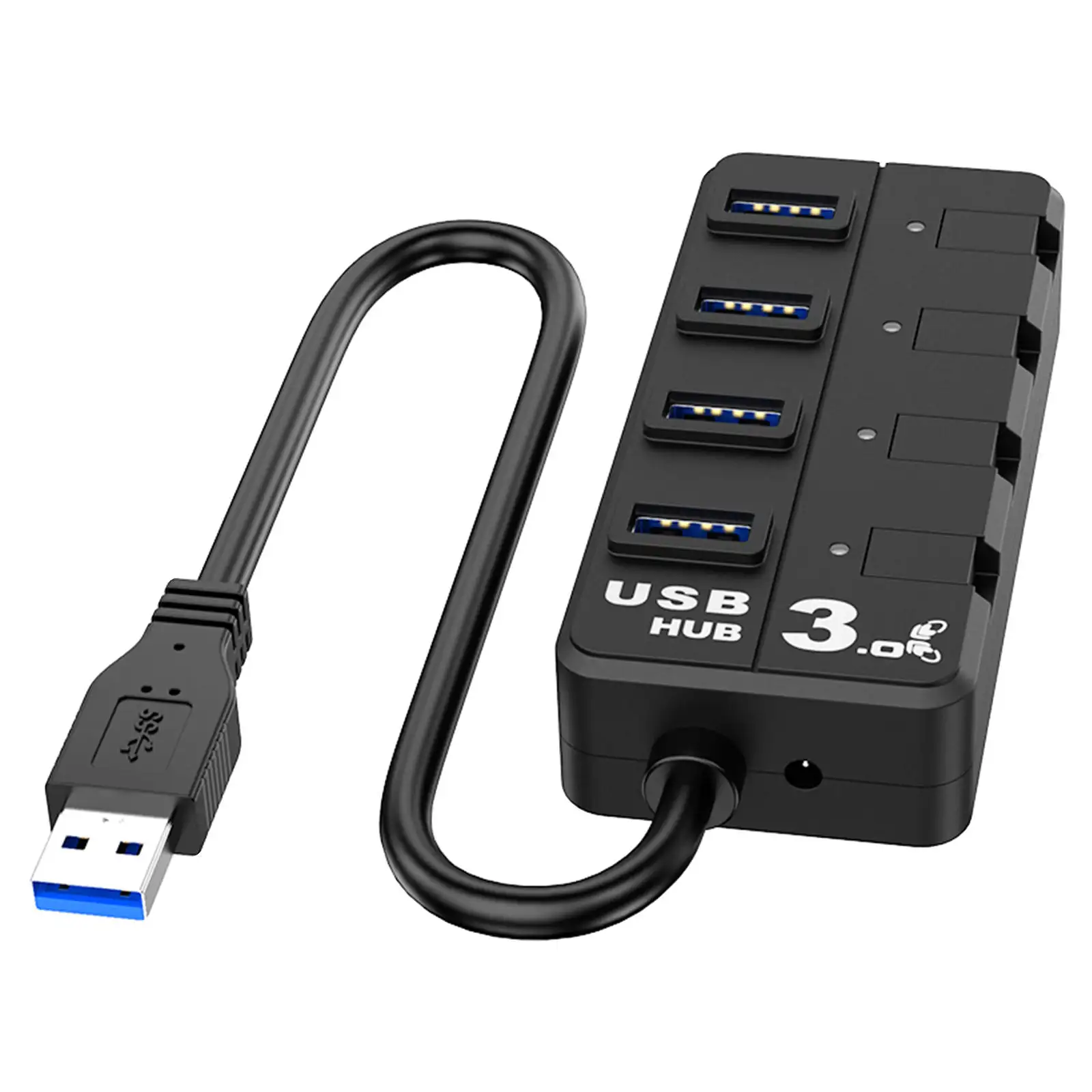 4 포트 USB 3.0 허브 확장 스플리터 LED 표시기 w/개별 on/Off 스위치 노트북 휴대용 빠른 데이터 전송