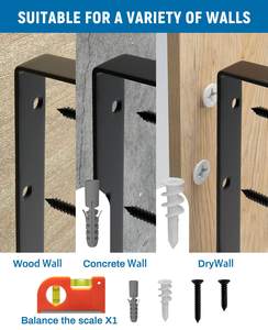 Support mural triangulaire en métal en fer forgé Support de panneau porteur pour support mural de rack - Product Image 5