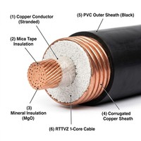 Kabel Listrik Berisolasi Mineral Multi-Core Lantian RTTVZ dengan Selubung Tembaga dan Selubung Luar PVC 0.6/1kV untuk Pasokan Daya Bangunan