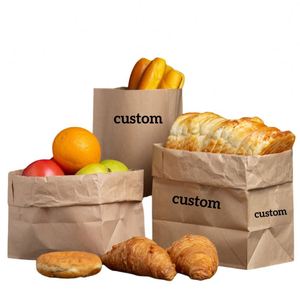 High Quality Recycled Colored Kraft Paper <b>Bags</b> with logo Toast <b>Bread</b> Packing Sandwich White Brown Kraft Paper <b>Bag</b> with Handle - Product Image 3