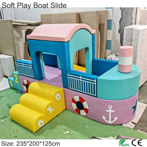 Aire de jeux intérieure pour enfants, structure de jeu souple en forme de bateau avec toboggan et jouets souples, avec structure d'escalade, pour écoles maternelles, maisons, garderies, hôtels, jardins d'enfants, cafés-jeux, certifiée CE - Product Image 3