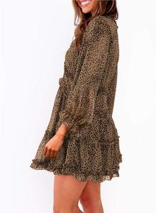 Abiti Eleganti da Donna di Alta Qualità con Logo Personalizzato, Collo Tondo, Stampa Floreale, Maniche Lunghe e Volant, Vestiti Casual - Product Image 3