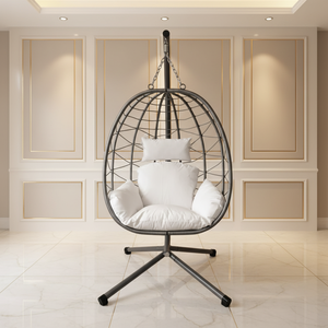 Fauteuil suspendu en rotin pour patio, style traditionnel et moderne, pour intérieur et extérieur, avec support - Product Image 1