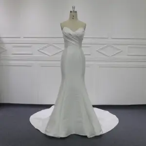 Lovely Satin Mermaid Wedding Dress Long Party Gown With Natural Waist Breathable And Sustainable Features For Bridal Events