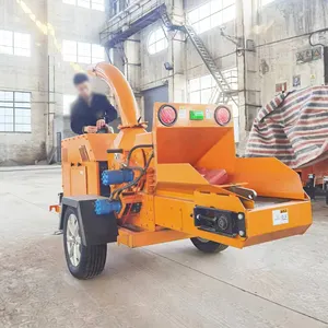 Ce Mobile Diesel Powered Auto Hydraulic Forced Feeding Forestry Log Tree Branch Storm Waste Shredder Drum Wood Chipper Machine