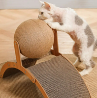 Boule à gratter interactive pour chat jouet pattes de meulage en bois résistant à l'usure Kitty grattoir corde en sisal grattoir pour chat