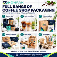 Gobelets à café en papier HONPAK avec plateau porte-boissons en pulpe moulée, emballage personnalisé pour boissons chaudes, pour boulangerie à emporter