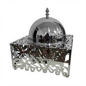 Mirror Polished Stainless Steel Hotpot Round Shape Arabic Design Luxury New Fancy metal Food Warmer - Product Image 1