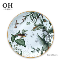 Ensemble de vaisselle de mariage, bordure dorée, assiette en céramique, plat de luxe/chargeur/salade/assiette BB pour fête, restaurant et hôtel