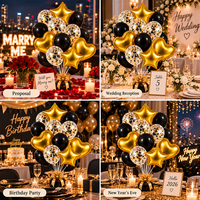 Ensemble de ballons pour centre de table de fête d'anniversaire, ballons en latex avec confettis et ballons en feuille d'aluminium en forme d'étoile et de cœur pour photos