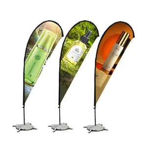 Custom Race Advertisement Feather Beach Teardrop Blade Bow Flags With Double Sided Dye Sublimation Printing
