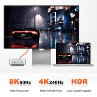 Kabel Thunderbolt 5 Kecepatan Tinggi 80Gbps USB C ke USB C Kabel Pengisian Daya 240W(5A), Kabel Tipe C Berjaring untuk Komputer Macbook
