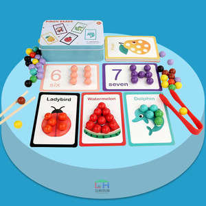 Giocattoli Educativi <span class=keywords><strong>Montessori</strong></span> per Bambini Abbinamento Colori Numeri Sviluppo Cognitivo Infilatura Perline in Legno per Matematica - Product Image 2