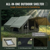 Abri gonflable personnalisé en coton TC vert de 6 m² avec auvent pare-soleil, tente à ouverture rapide