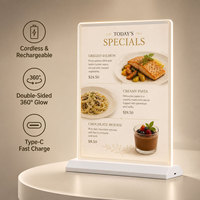 Fabricant de boîtes lumineuses LED personnalisées rechargeables double face en acrylique, support de menu magnétique de table, porte-affiche de table