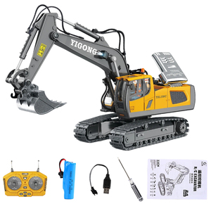 Excavatrice RC pour enfants 1:20, 2,4 GHz, 11 canaux, camion de chantier télécommandé, jouets de véhicules d'ingénierie avec lumière et musique - Product Image 6