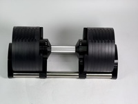 Haltères réglables par incréments de 1 kg et 2 kg, disponibles en kits de 24 kg, 28 kg, 32 kg, 36 kg et 40 kg.