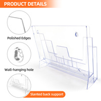 Présentoir de support de brochure A4 support de littérature clair avec trou de suspension stockage de bureau