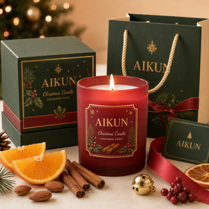 AIKUN Manufacturer <b>Bulk</b> Supply Handmade Christmas <b>Candle</b> Glass Container Aromatic Soy Wax <b>Candle</b> with Winter Season Gift - Product Image 2