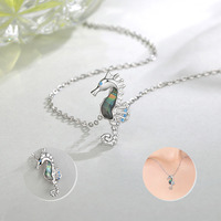 Collier pendentif Merryshine en argent sterling 925 avec nacre et abalone, motif animal marin hippocampe