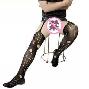 Collants résille sexy pour hommes, sans entrejambe, couleur unie, antibactériens, sous-vêtements de séduction, Printemps 2024 - Product Image 3