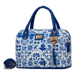 Bolso Tote de Algodón Azul para Mujer, Marca Fana Dariana, Tamaño Mediano, Estilo Playa, con Cierre de Broche, Apto para Veganos - Product Image 3