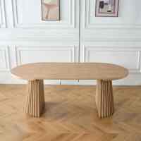 Table à manger extensible ronde en bois massif de luxe moderne avec mécanisme rotatif pour projets d'appartements (vente en gros)