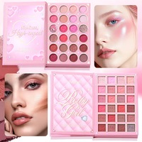 Coffret Maquillage Cadeau de Noël avec Poudre, Fard à Joues, Enlumineur, Palette de Fards à Paupières et Brillant à Lèvres pour des Looks Complètes et Festifs