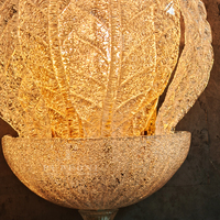 Applique murale verticale à trois feuilles en verre soufflé à la main, lampe murale LED chaude pour chambre, couloir, entrée de villa, éclairage décoratif