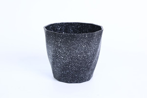 Wholesale Small Black Granite Speckle <b>Plastic</b> Plant <b>Pot</b> 9x6x8.5cm PP Twist Polygon Shape 2 Drainage Holes for Succulent Gift - Product Image 2