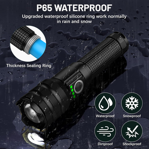 Mạnh mẽ dài Phạm vi chùm tia chiến thuật sạc LED trắng Laser <span class=keywords><strong>Torch</strong></span> cho trường hợp khẩn cấp, cắm trại, đi bộ đường dài - Product Image 5