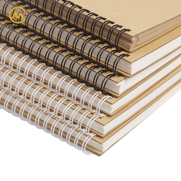 En gros taille personnalisée A4A5A6 en vrac fil reliure spirale Kraft papier couverture recyclé bobine cahier