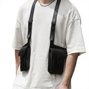 Bolso Doble Coreano para Hombre y Mujer, Nuevo Diseño Juvenil, Moda Casual, Bolso Cruzado de Piel Sintética, Color Puro, para Teléfono Móvil, Todas las Temporadas - Product Image 1